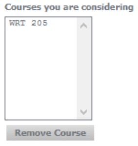 "Course you are considering" panel in Degree Works
