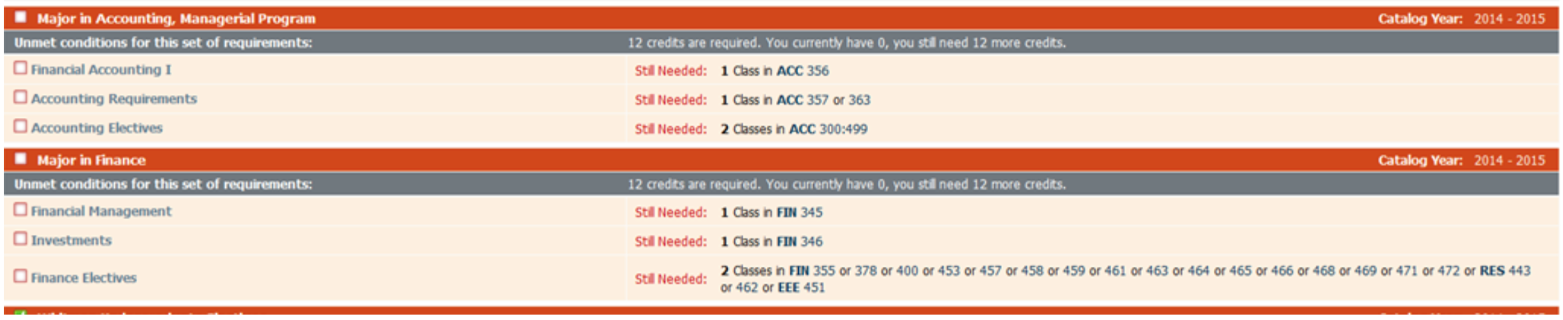 Dual or Double major block on Degree Works audit